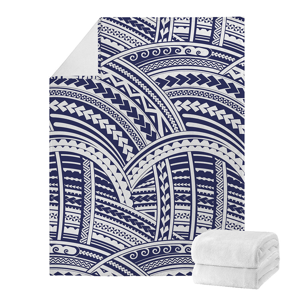 Blue Maori Polynesian Tattoo Print Blanket