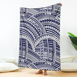 Blue Maori Polynesian Tattoo Print Blanket