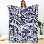 Blue Maori Polynesian Tattoo Print Blanket