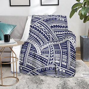 Blue Maori Polynesian Tattoo Print Blanket