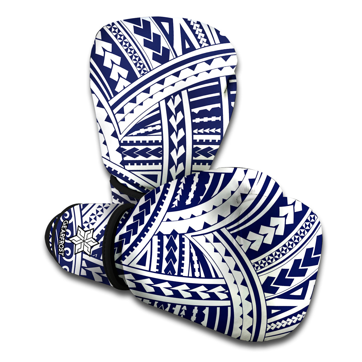 Blue Maori Polynesian Tattoo Print Boxing Gloves