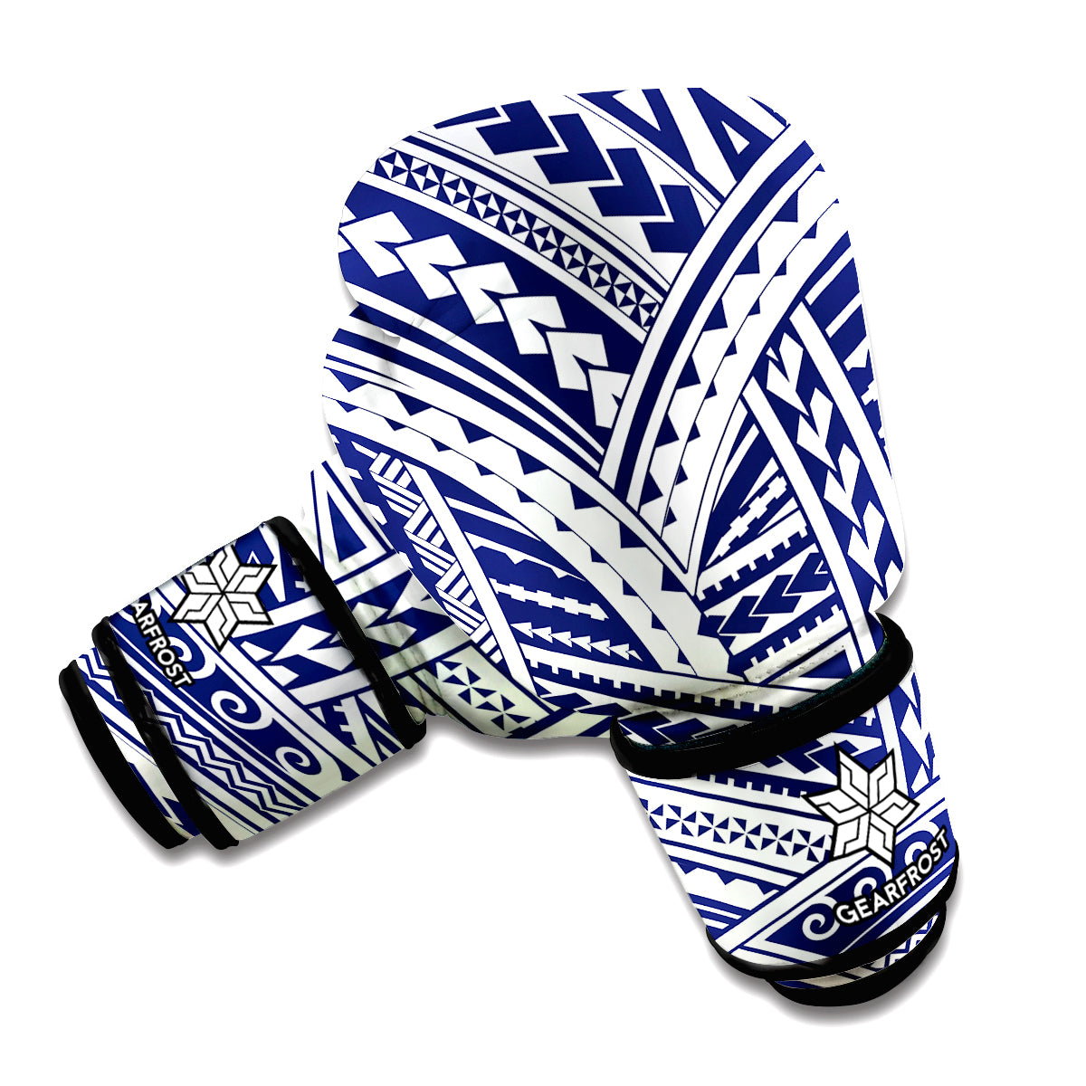 Blue Maori Polynesian Tattoo Print Boxing Gloves
