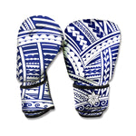 Blue Maori Polynesian Tattoo Print Boxing Gloves