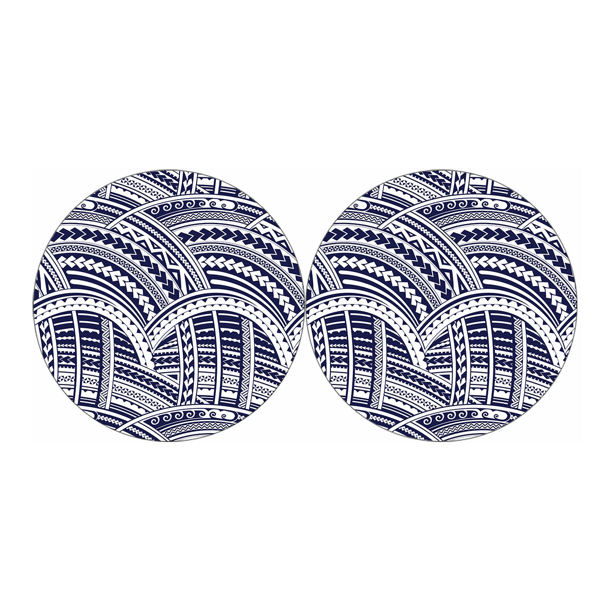 Blue Maori Polynesian Tattoo Print Car Coasters