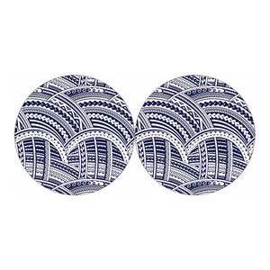 Blue Maori Polynesian Tattoo Print Car Coasters