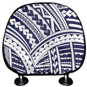 Blue Maori Polynesian Tattoo Print Car Headrest Covers