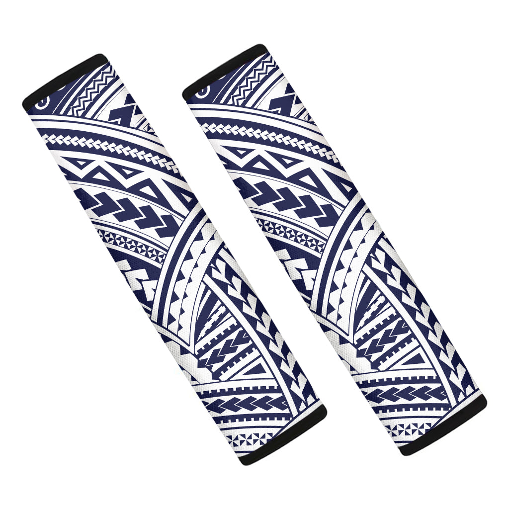 Blue Maori Polynesian Tattoo Print Car Seat Belt Covers