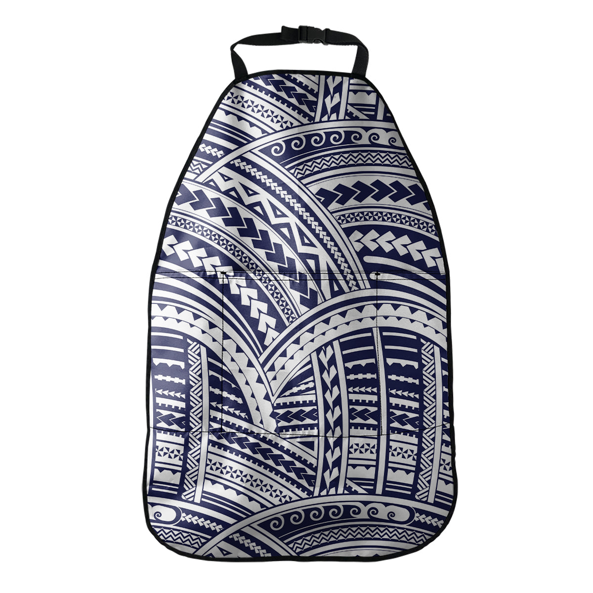 Blue Maori Polynesian Tattoo Print Car Seat Organizers