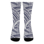 Blue Maori Polynesian Tattoo Print Crew Socks