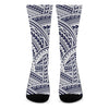 Blue Maori Polynesian Tattoo Print Crew Socks