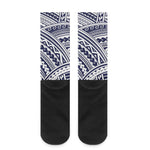 Blue Maori Polynesian Tattoo Print Crew Socks