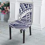 Blue Maori Polynesian Tattoo Print Dining Chair Slipcover