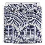 Blue Maori Polynesian Tattoo Print Duvet Cover Bedding Set