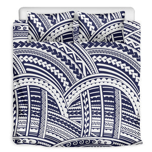 Blue Maori Polynesian Tattoo Print Duvet Cover Bedding Set