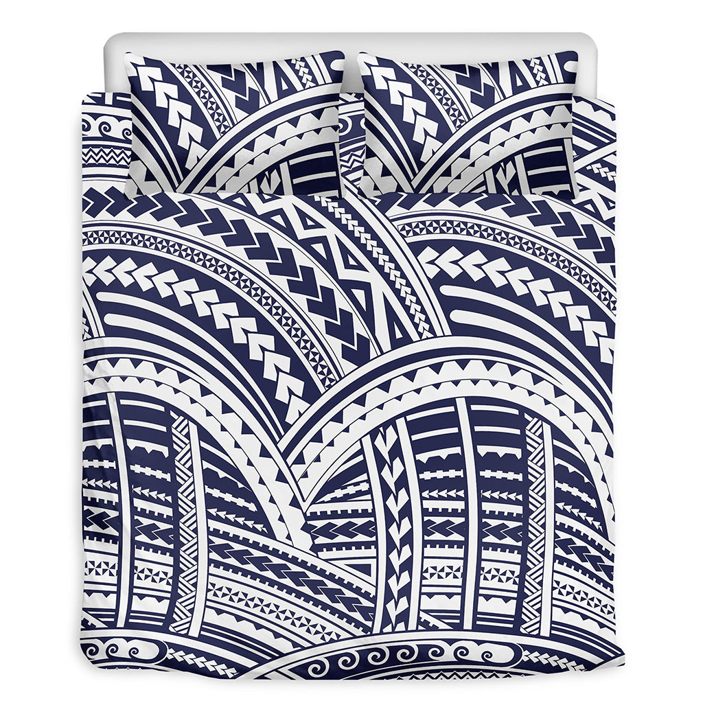 Blue Maori Polynesian Tattoo Print Duvet Cover Bedding Set