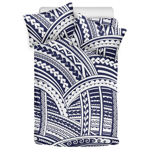 Blue Maori Polynesian Tattoo Print Duvet Cover Bedding Set