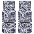 Blue Maori Polynesian Tattoo Print Front and Back Car Floor Mats
