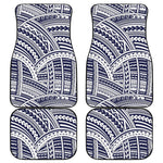 Blue Maori Polynesian Tattoo Print Front and Back Car Floor Mats