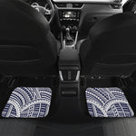 Blue Maori Polynesian Tattoo Print Front and Back Car Floor Mats