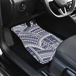 Blue Maori Polynesian Tattoo Print Front and Back Car Floor Mats