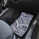 Blue Maori Polynesian Tattoo Print Front and Back Car Floor Mats