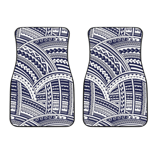 Blue Maori Polynesian Tattoo Print Front Car Floor Mats