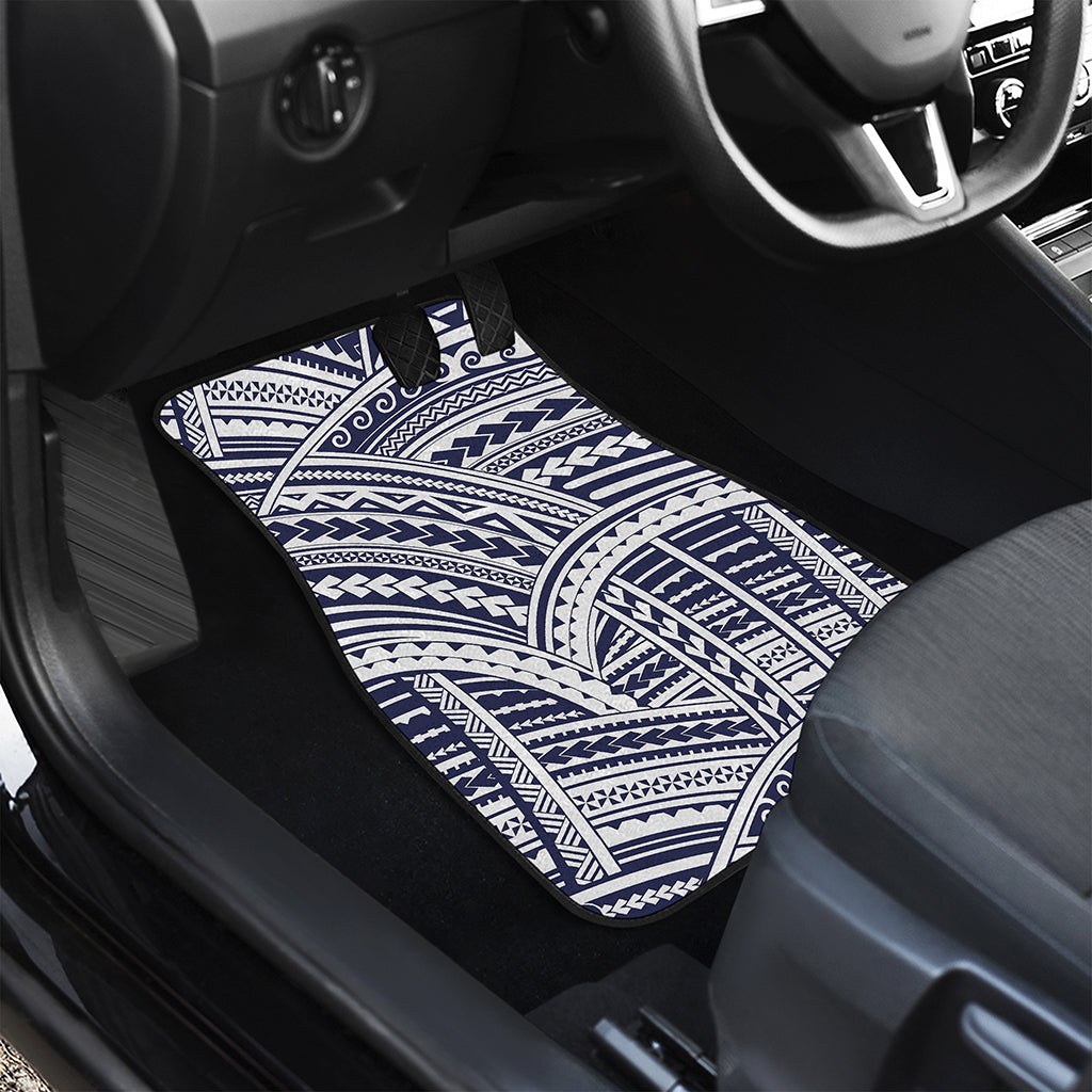 Blue Maori Polynesian Tattoo Print Front Car Floor Mats