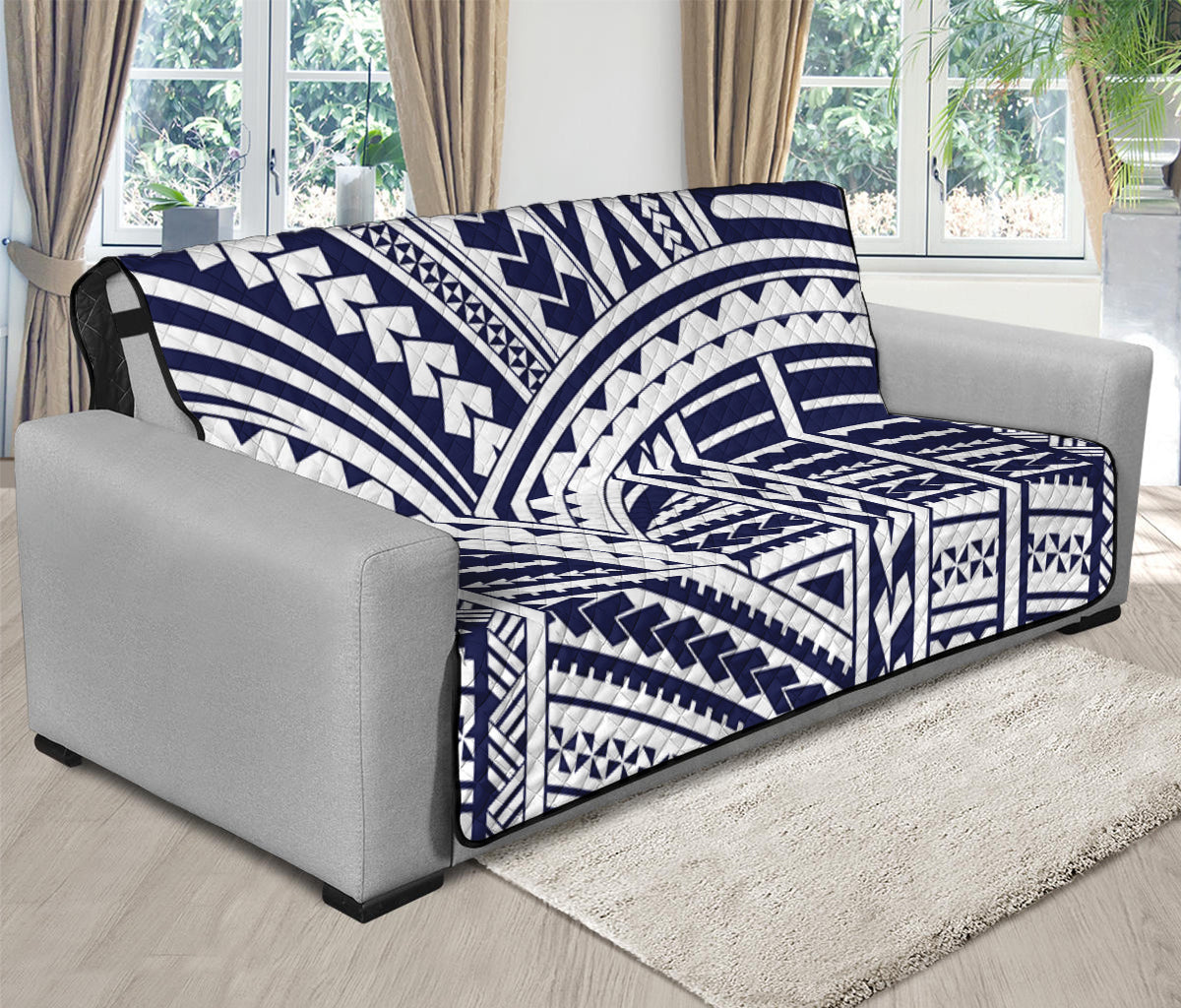 Blue Maori Polynesian Tattoo Print Futon Protector