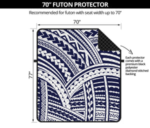 Blue Maori Polynesian Tattoo Print Futon Protector