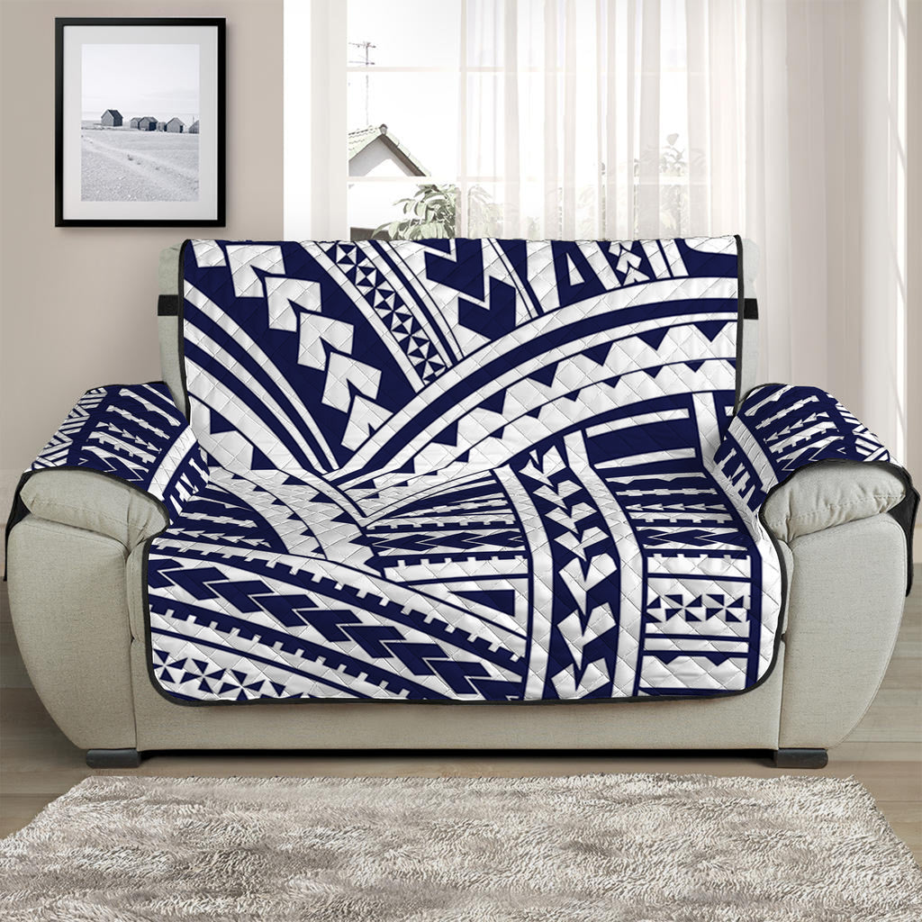 Blue Maori Polynesian Tattoo Print Half Sofa Protector