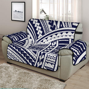 Blue Maori Polynesian Tattoo Print Half Sofa Protector