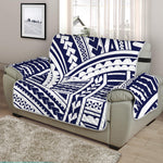 Blue Maori Polynesian Tattoo Print Half Sofa Protector