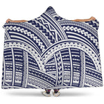 Blue Maori Polynesian Tattoo Print Hooded Blanket