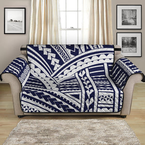 Blue Maori Polynesian Tattoo Print Loveseat Protector