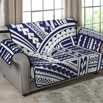 Blue Maori Polynesian Tattoo Print Loveseat Protector