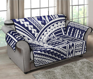 Blue Maori Polynesian Tattoo Print Loveseat Protector