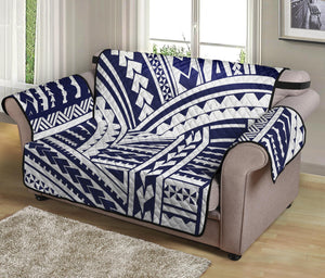 Blue Maori Polynesian Tattoo Print Loveseat Protector