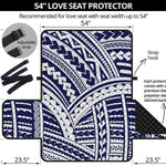 Blue Maori Polynesian Tattoo Print Loveseat Protector