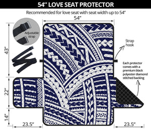 Blue Maori Polynesian Tattoo Print Loveseat Protector