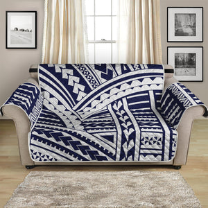 Blue Maori Polynesian Tattoo Print Loveseat Protector