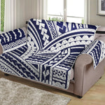 Blue Maori Polynesian Tattoo Print Loveseat Protector