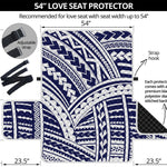 Blue Maori Polynesian Tattoo Print Loveseat Protector