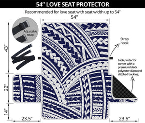 Blue Maori Polynesian Tattoo Print Loveseat Protector