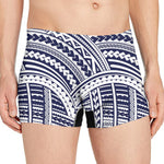 Blue Maori Polynesian Tattoo Print Men's Boxer Briefs