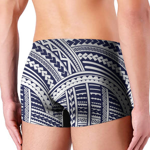 Blue Maori Polynesian Tattoo Print Men's Boxer Briefs