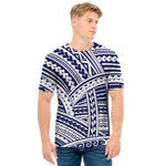 Blue Maori Polynesian Tattoo Print Men's T-Shirt