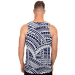 Blue Maori Polynesian Tattoo Print Men's Tank Top