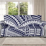 Blue Maori Polynesian Tattoo Print Oversized Sofa Protector