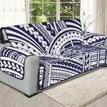 Blue Maori Polynesian Tattoo Print Oversized Sofa Protector