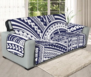 Blue Maori Polynesian Tattoo Print Oversized Sofa Protector